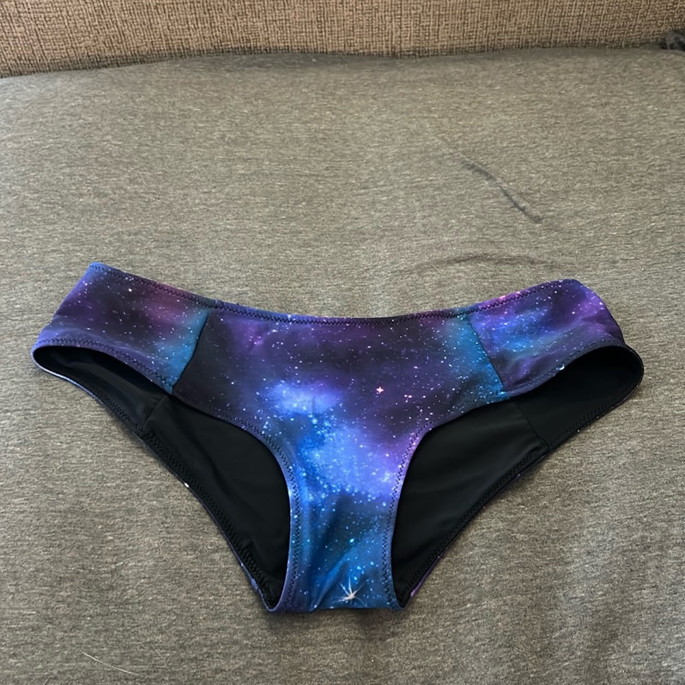 Galaxy print reversible swim bottoms